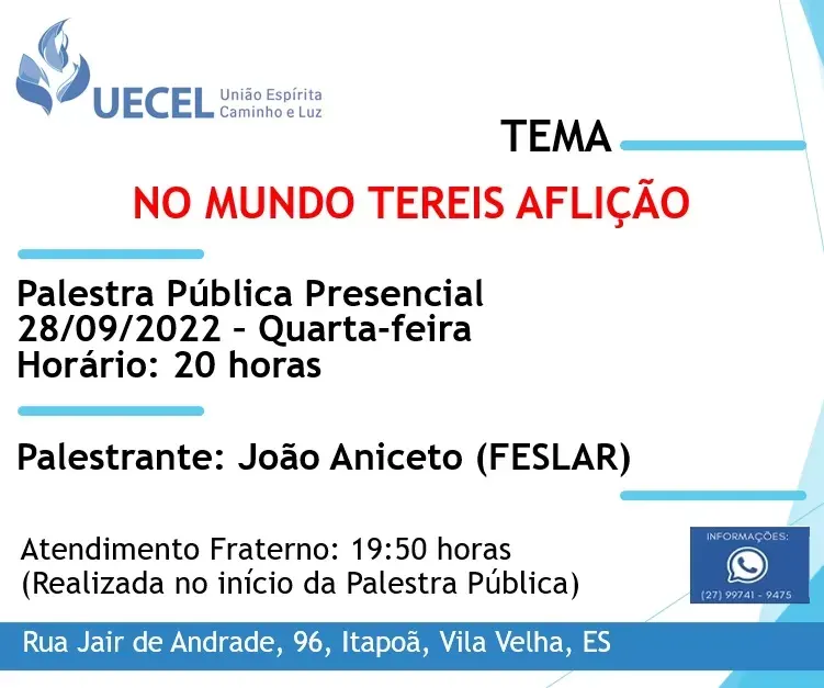 Cartaz: No mundo tereis aflição