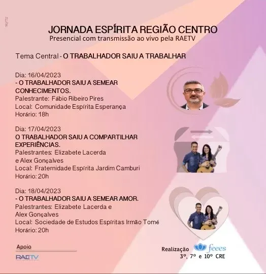 Cartaz: Jornada Espírita Região Centro