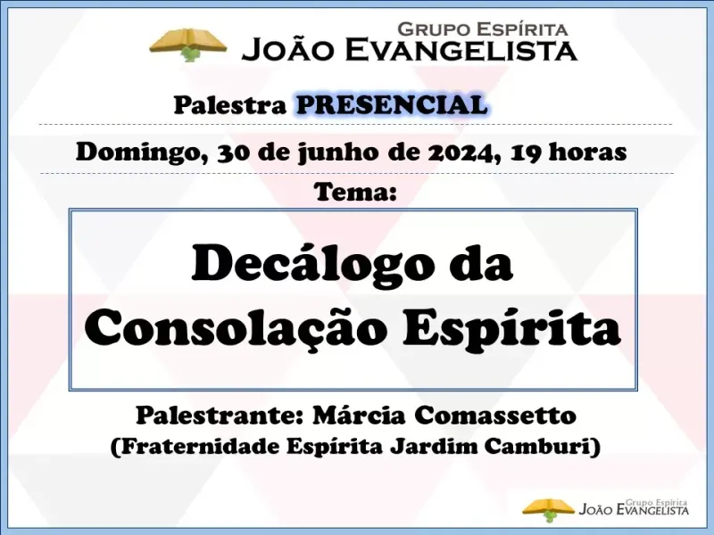 Cartaz: Decálogo da consolação espírita