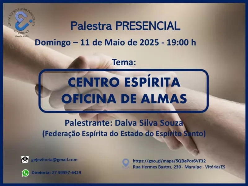 Cartaz: Centro espírita, oficina de almas